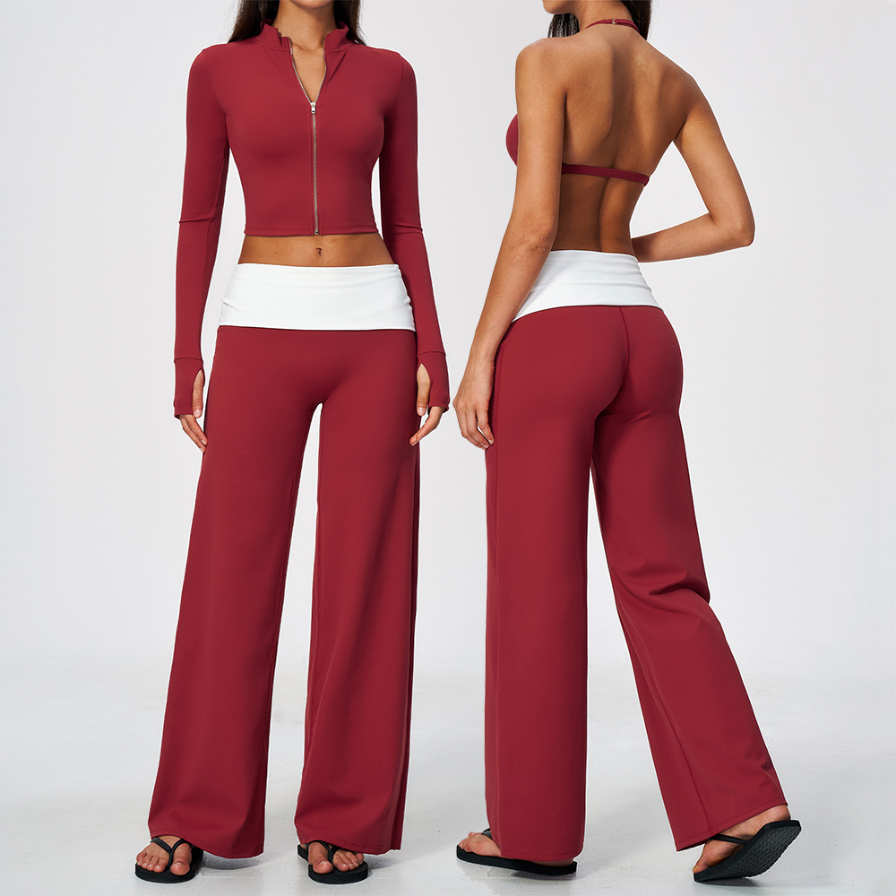 Yoga In Fitness - Zipjas, wijde broek, 2-delige yogaset, dames,