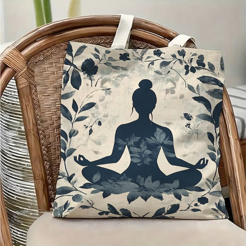 Yoga Fitness Tote - 1-delige canvas schoudertas met yoga-meditatie thema,