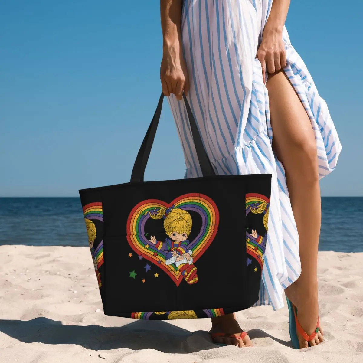 Yoga Fitness Tote - Rainbow Brite met Rainbow Heart strandtas