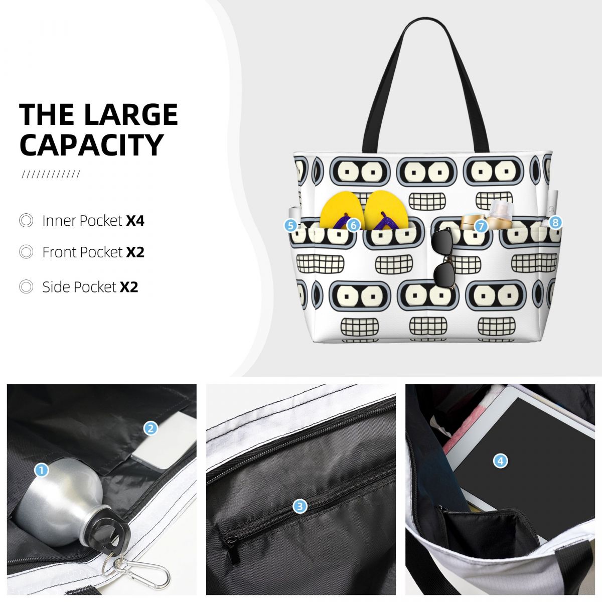 Bender's Face Strand Tote Bag  - Yoga Fitness Tote recensie en prijs