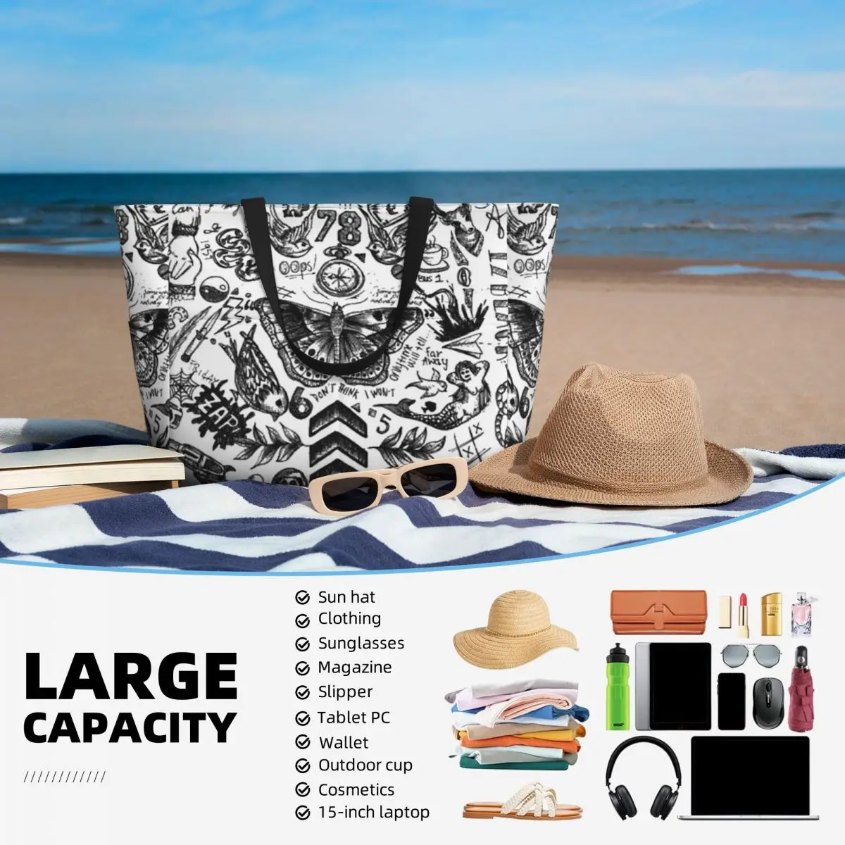 One Direction - Tattoos Beach  - Yoga Fitness Tote recensie en prijs